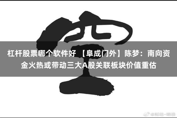 杠杆股票哪个软件好 【阜成门外】陈梦：南向资金火热或带动三大A股关联板块价值重估