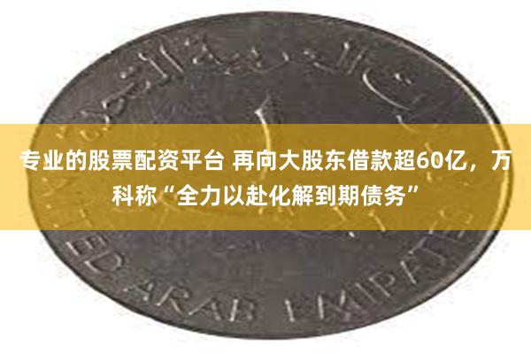 专业的股票配资平台 再向大股东借款超60亿，万科称“全力以赴化解到期债务”